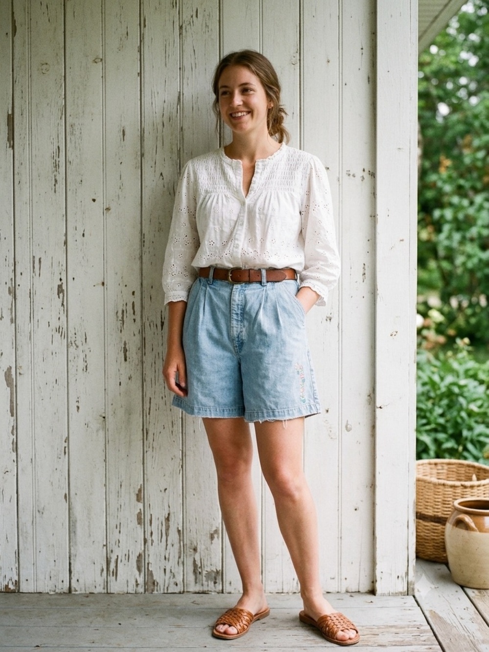 Vintage Northern Reflections 90s High Waisted Floral Embroidered Denim Shorts